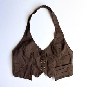 Y2K XOXO Brown Halter Top